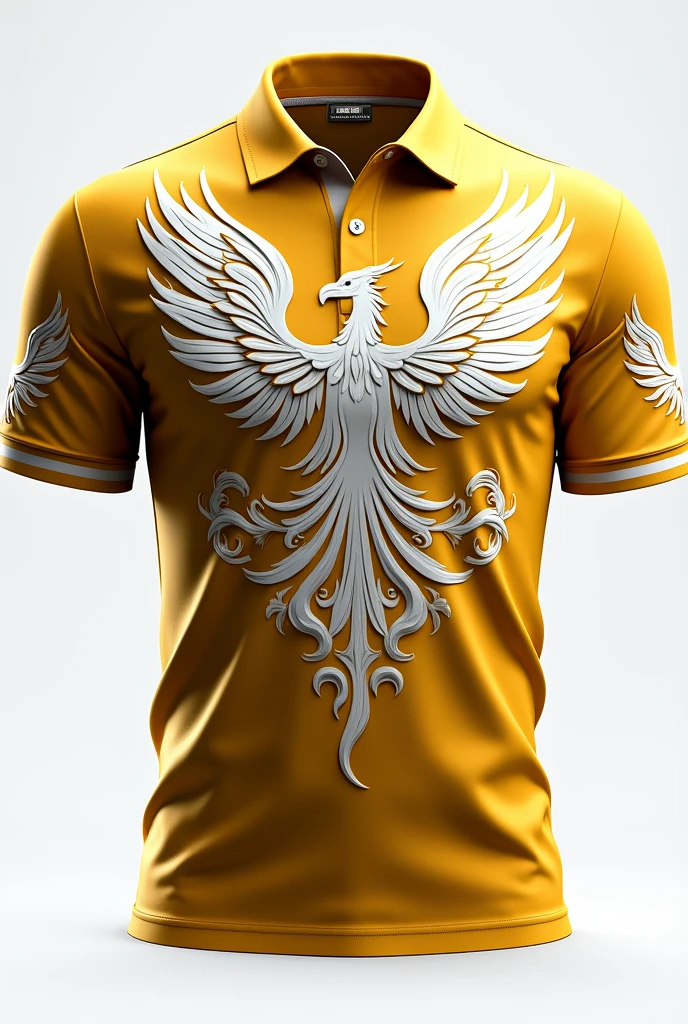 A gold interclass shirt with white details and a phoenix in the middle It has to be good TEAM INTECLASS