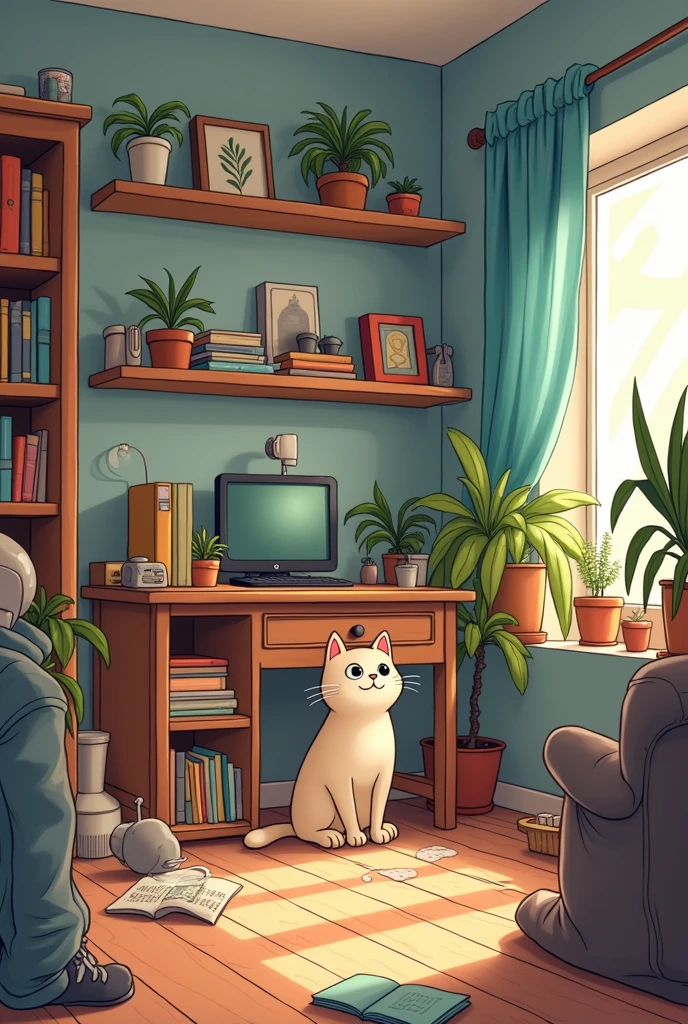 CARTOON WHERE THERE ARE MANY OBJECTS IN A ROOM AND A CAT IS HIDDEN