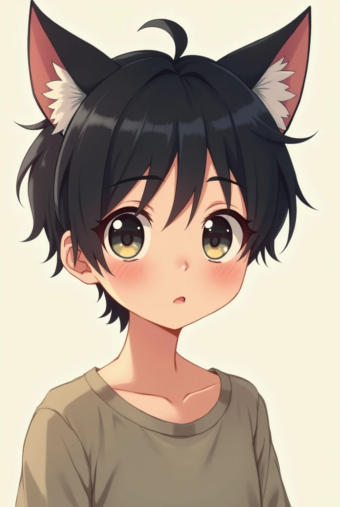 Gentle anime cat ear boy　Black