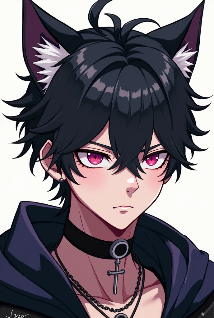 Cool anime cat ear boy　Black