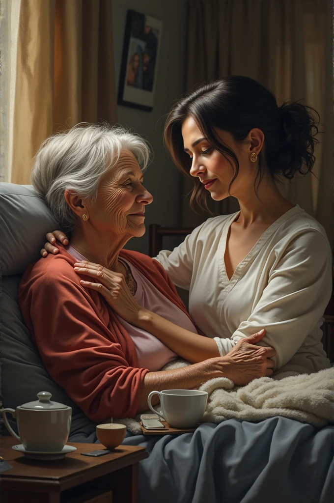   37 year old woman caring for her mother who is sick with lupus and they are both trying to enjoy the process
