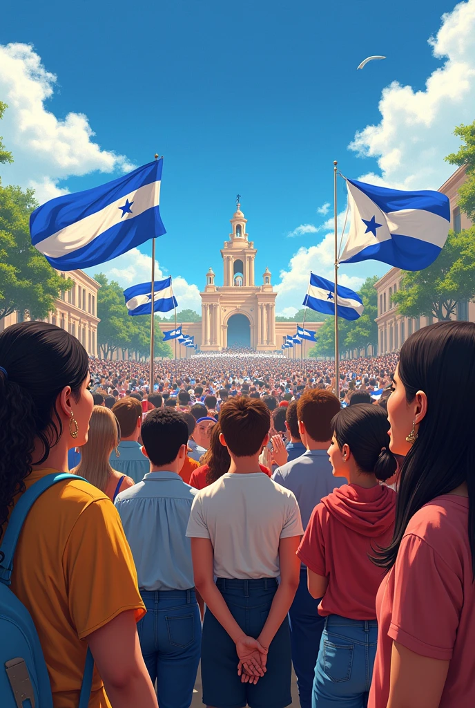 Illustrates how the fifth stanza of the national anthem of Honduras is visually represented