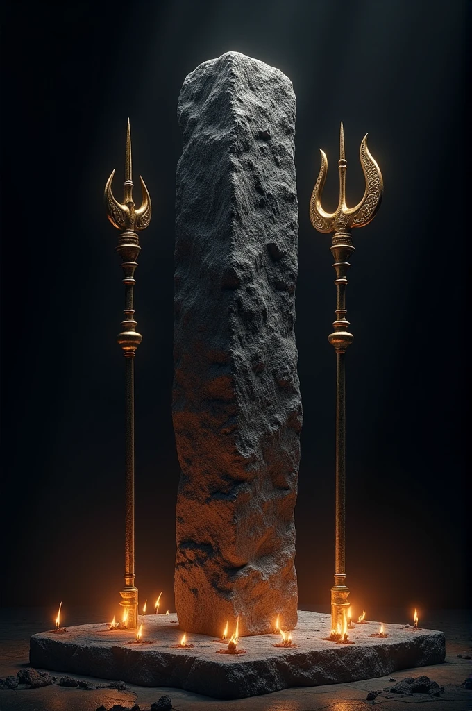 Shiva and shiva lingam with trishul and pich black background