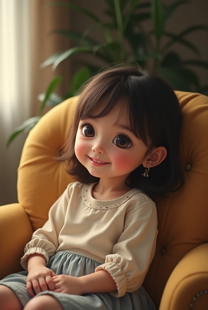 cute filipino girl sitting on the chair.
