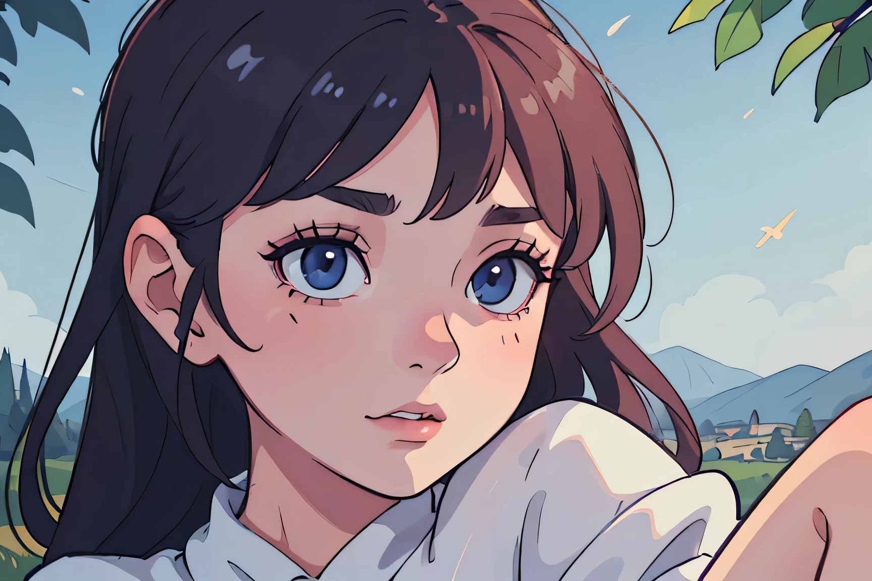 (best quality,4k,8k,highres,masterpiece:1.2),ultra-detailed,realistic,photorealistic,photo-realistic:1.37,HDR,UHD,studio lighting,ultra-fine painting,sharp focus,physically-based rendering,extreme detail description,professional,vivid colors,bokeh,anime,landscape,girl sitting in grass,gentle breeze,detailed face,beautiful eyes,beautiful lips,long eyelashes,detailed clothing,natural lighting,peaceful expression