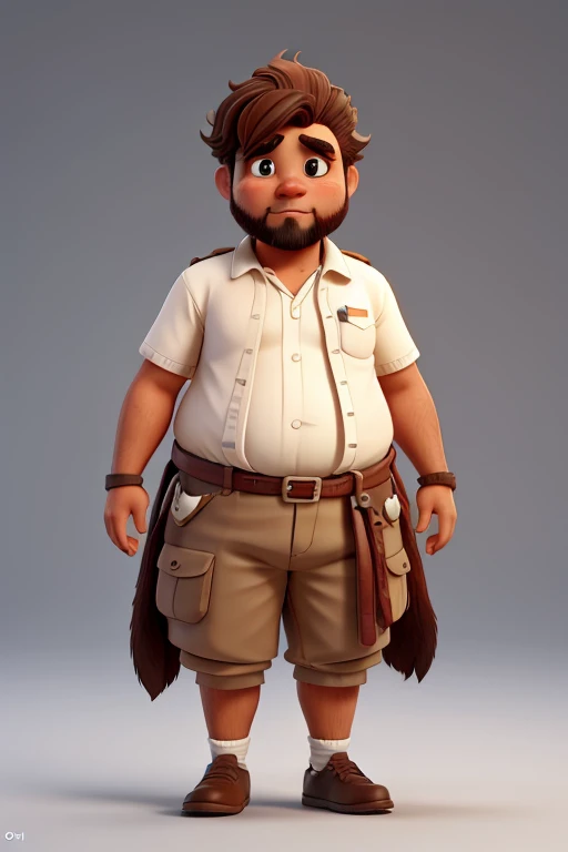 CREATE A CHARACTER WITH A GOATHAK, BROWN HAIR, WHITE SKIN COLOR, FAT.