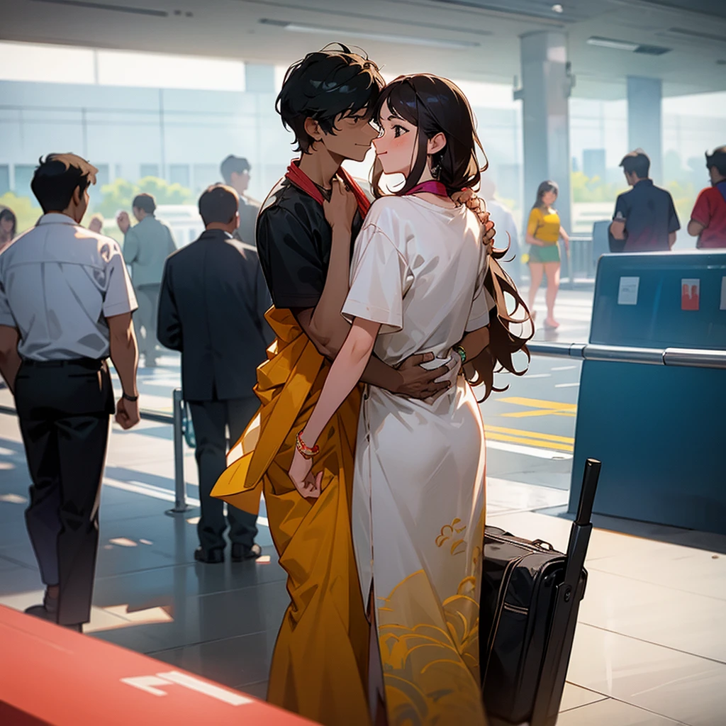 Two Tamil couples meet outside the airport