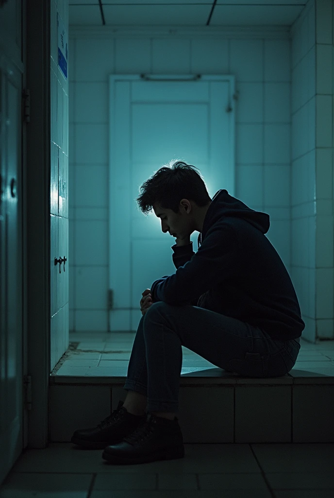 A man sniffs something from the ground ,in the bathrooms of a nightclub 