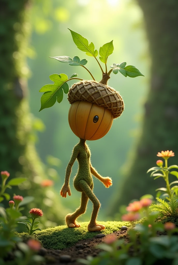 Young acron plant , A walking acorn tree