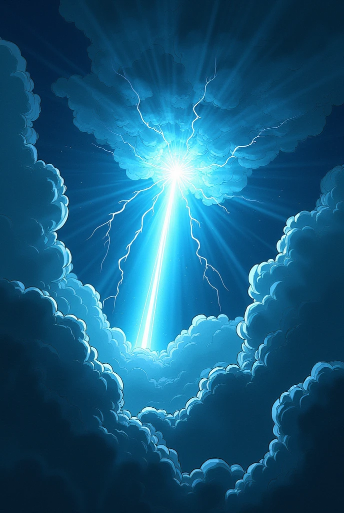 Make a comic book image of a sky and a storm under Light Refraction
