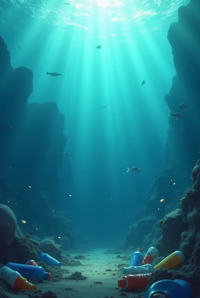 Poster, under sea, pollution, bottles, dirty water, animation, Pixar, 3d