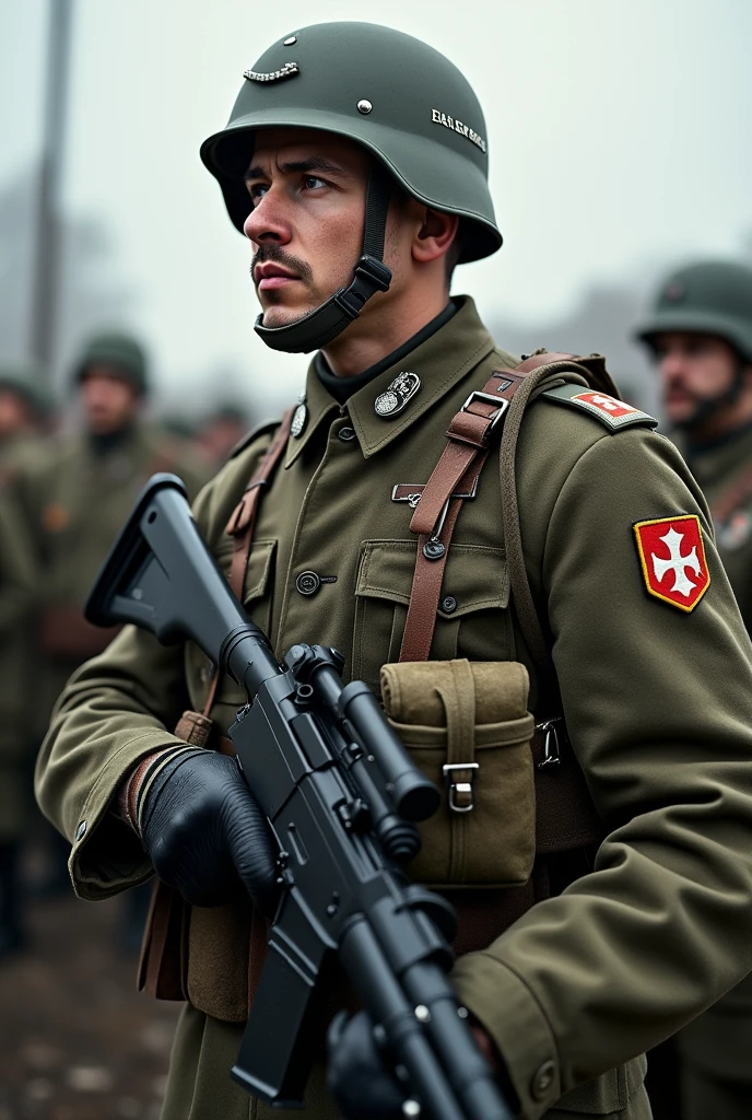 Messi with the Nazi symbol , dressed like Nazis