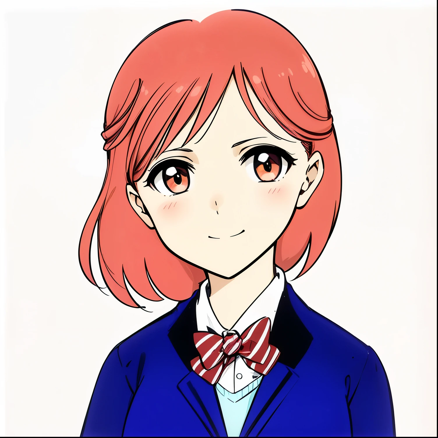 Anime girl with red hair and bow tie looking at camera - SeaArt AI