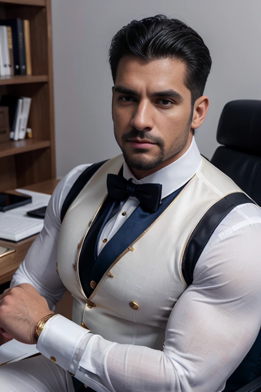 HD 4k wallpaper handsome man alemán blanco rubio sajon muscular strong and muscular legs, physicist-culturist ,((( well-built))), big lump, in white pants, (((White shirt and black tie and Dark blue hecked vest with gold trim))), well-built, eyes alpha, close up, perfect hands with leather gloves, With a goatee
captivating eyes, perfect face, hyper realistic ultra realistic great detail, in the office, eyes, 40 años de edad , sumamente fuerte y muscled