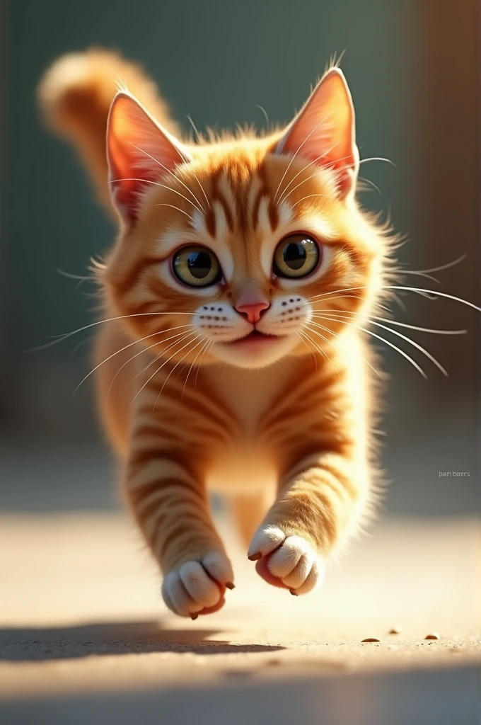 feline cat running, joking
