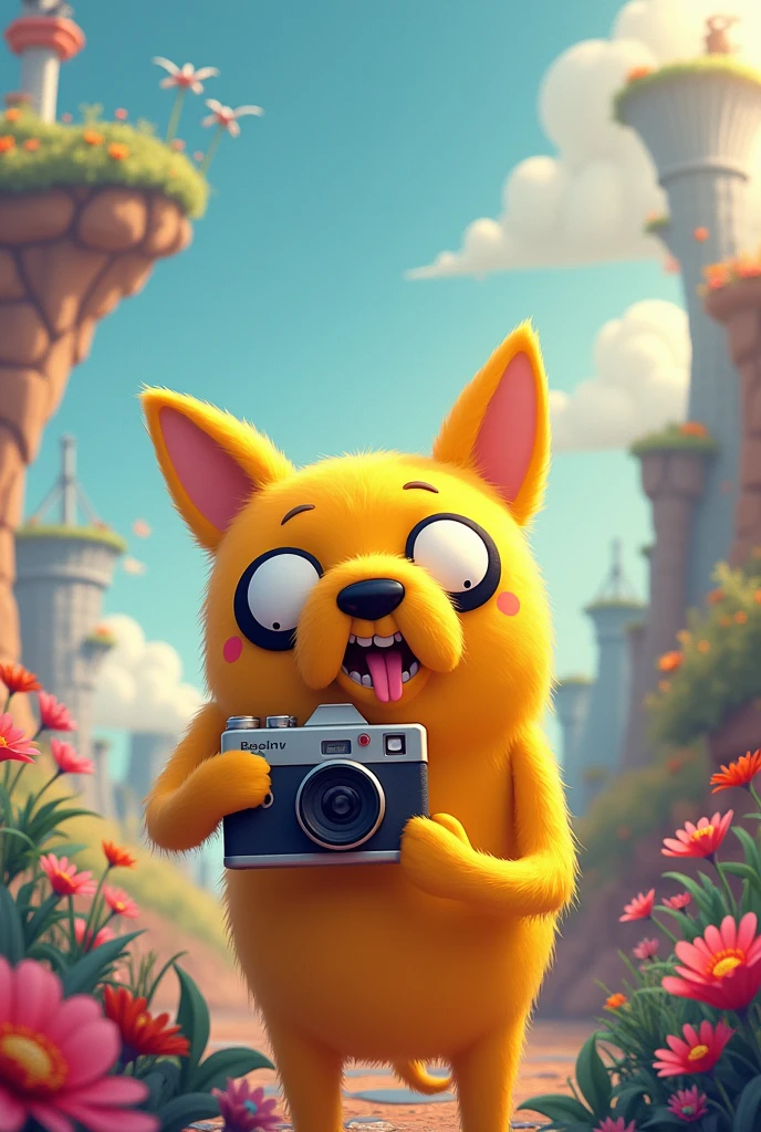 Jake the dog with a camera