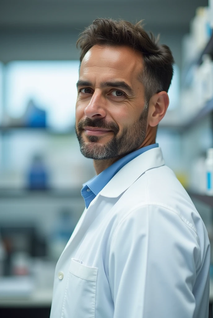 Man , with white shirt , in a lab , profile picture
