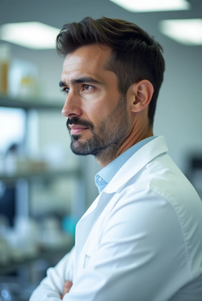 Man , with white shirt , in a lab , profile picture