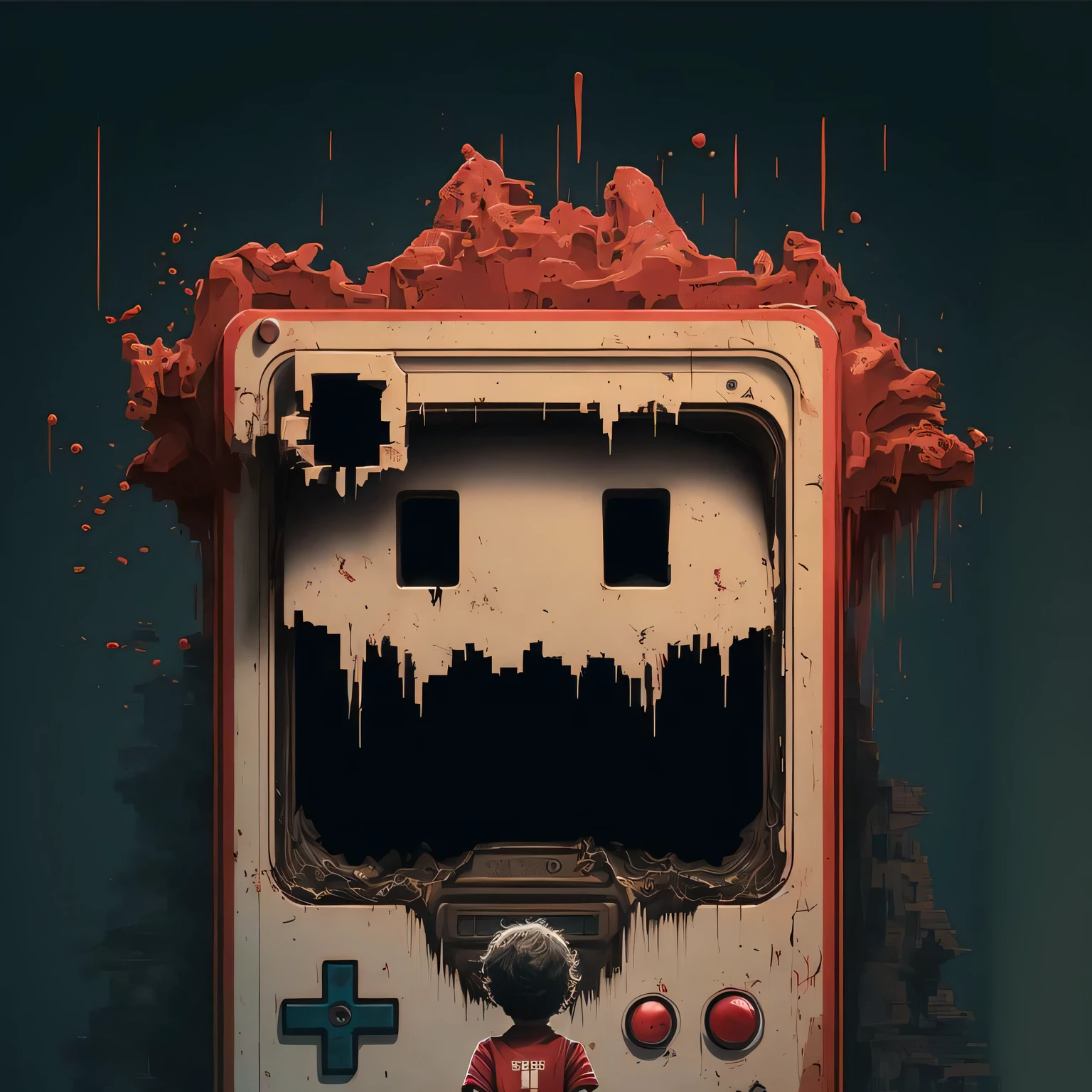 arafed image of a boy standing in front of a game console, video game digital art, nintendo game art, video game cover, video game art, video game cover art, videogame poster, 2 d digital video game art, game poster, digital art #oneshotgame, videogame art, video game fanart, retro artwork, videogame style more vibrant colors