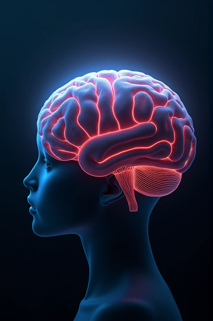 I want a profile picture of an animated brain with a dark background