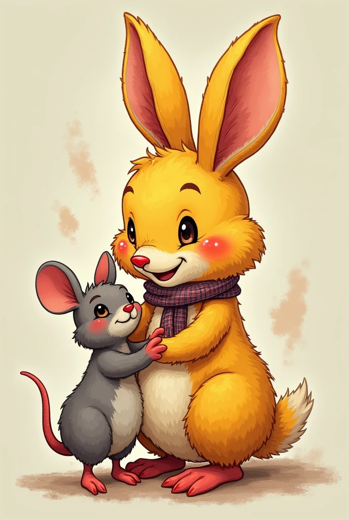 Wolpertinger made of duck + Hase + mouse + in bright colors + Anime to print on request