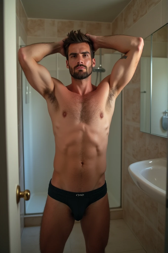 Man jerking off in the bathroom