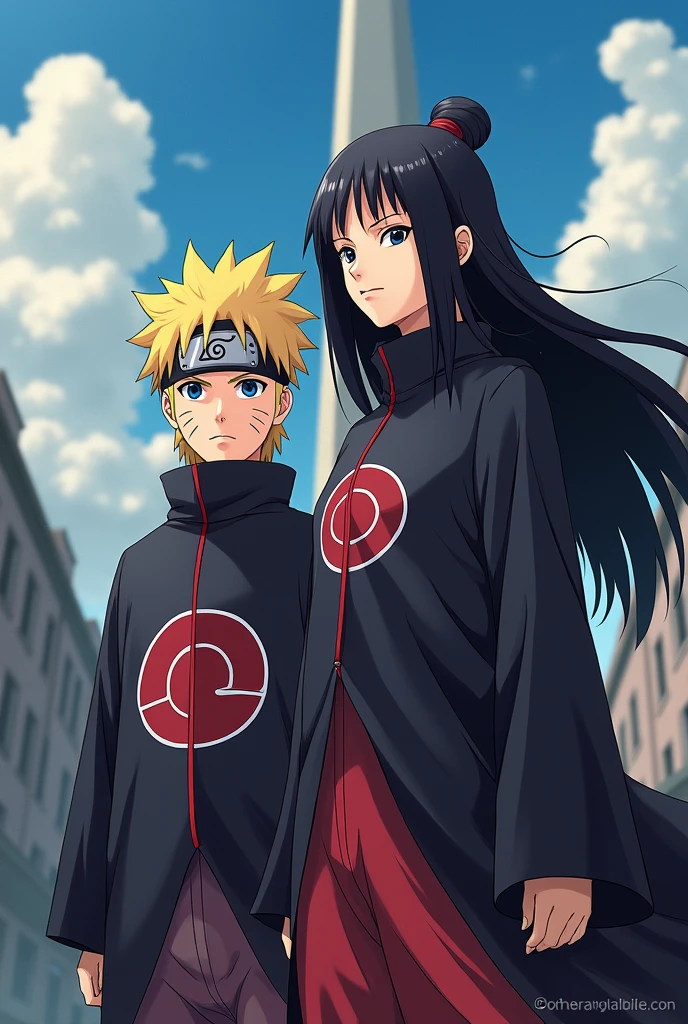 Create a picture of satsuki uchiha and naruto One in which satsuki wears a hokage robe