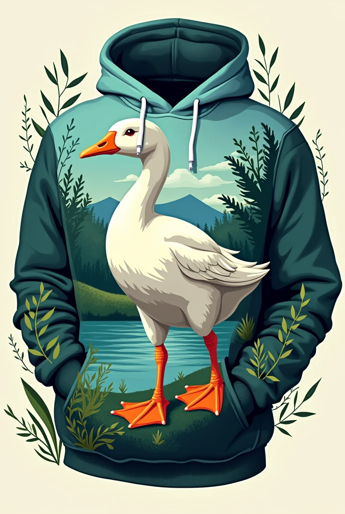 An artwork for a sweatshirt for a university course in Environmental Science where the mascot is a goose