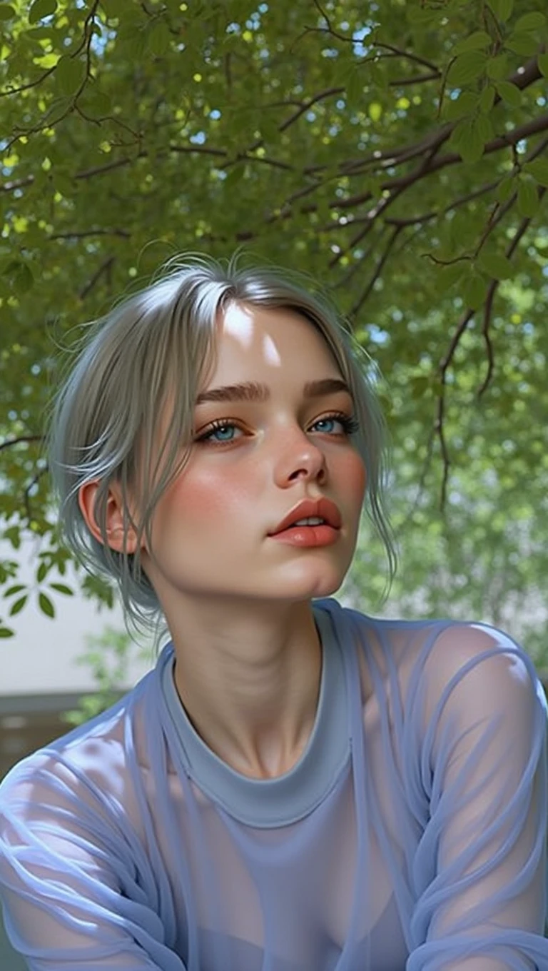 beautiful detailed eyes, beautiful detailed lips, extremely detailed eyes and face, long eyelashes, 1girl, redhead, blue eyes, transparent sweater, small chin, (best quality,4k,8k,highres,masterpiece:1.2),ultra-detailed,(realistic,photorealistic,photo-realistic:1.37),detailed portrait, dramatic lighting, colorful digital painting, vibrant colors, intricate details, cinematic composition