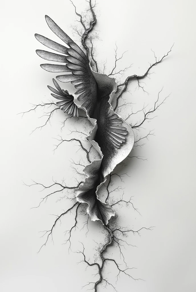 tearing paper design hand drawing