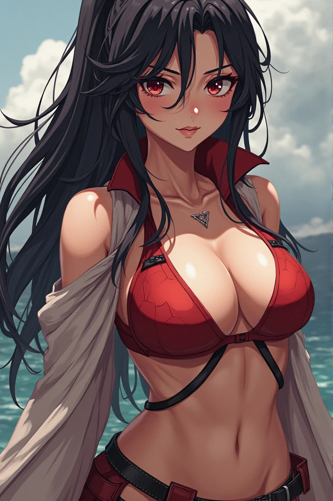 Make a ninja girl with giant breasts, Make Nobara next to her with her breasts also giant and naked