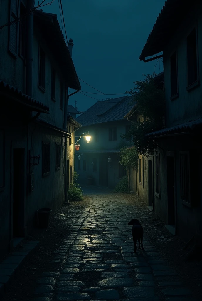 (Background: Dark night, quiet and deserted atmosphere of the village) video size is youtube video size