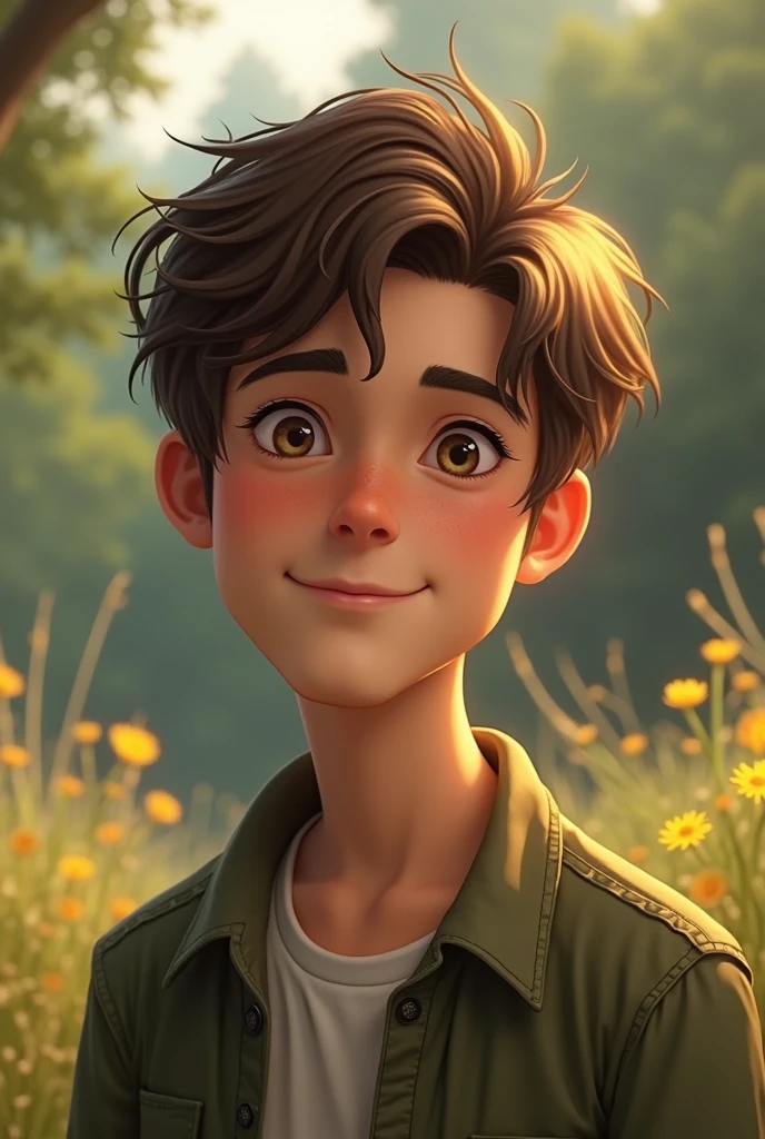 A 24 year old boy brown hair round face hazel brown eyes 5 "8' height