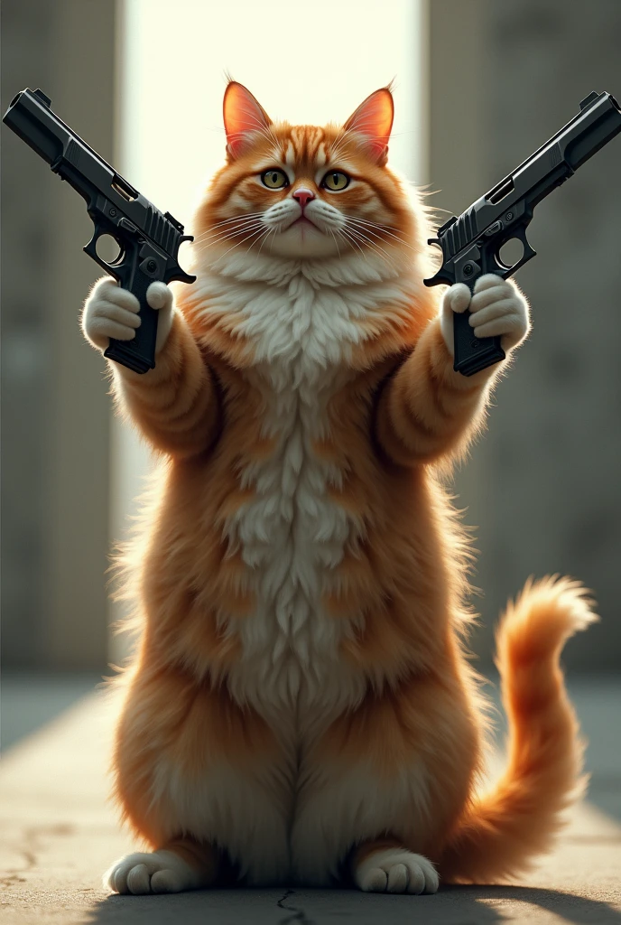 Cat persian with guns