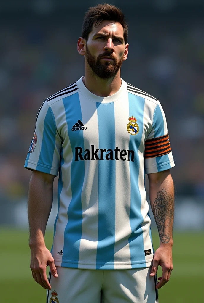 Leonel Messi with the Real Madrid shirt