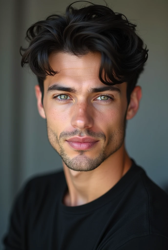 Handsome white guy, 25 years old, dark short hair