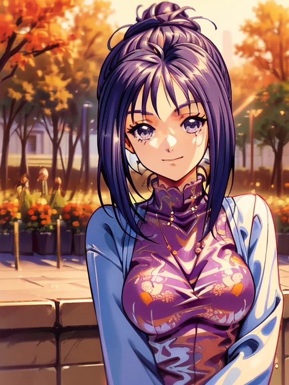 ((masterpiece)),((Ayako Katagiri)),((Katagiri Ayako)),((Mischievous Smile)),Anatomically perfect fingers,(((Champs-Élysées))),(((Cafe Terrace))),(((one piece))),autumn