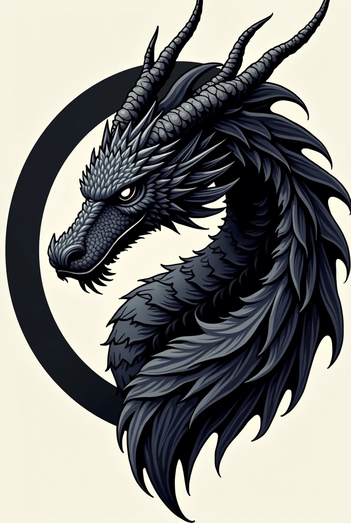 I need a written logo "black dragon" with the head of a black dragon in a circular shape