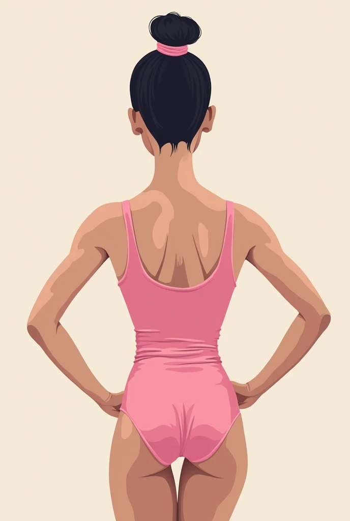 Vector image of a gymnast girl from behind with a bun in pastel colors