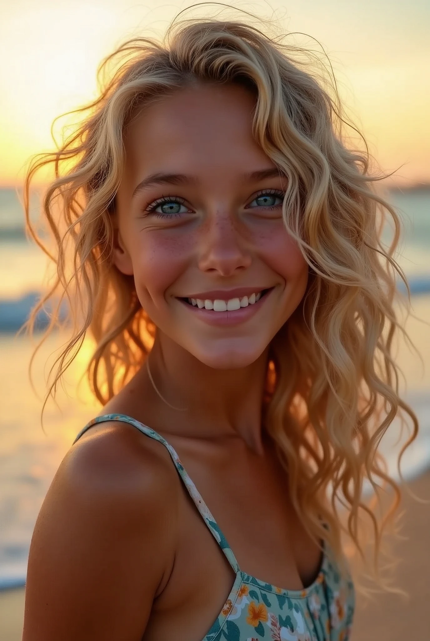 A blonde girl with curly hair from Norway and Brazil 