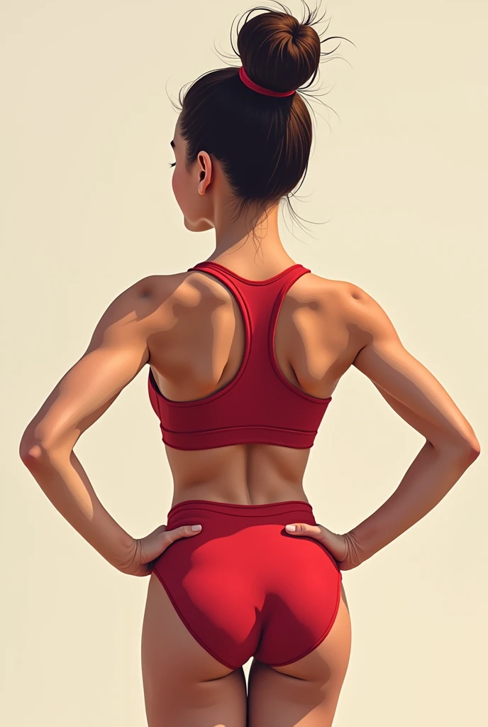 Vector of a gymnast girl from behind with a bun