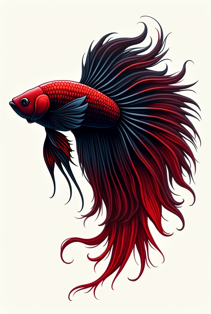 Black and red Betta fish logo 
