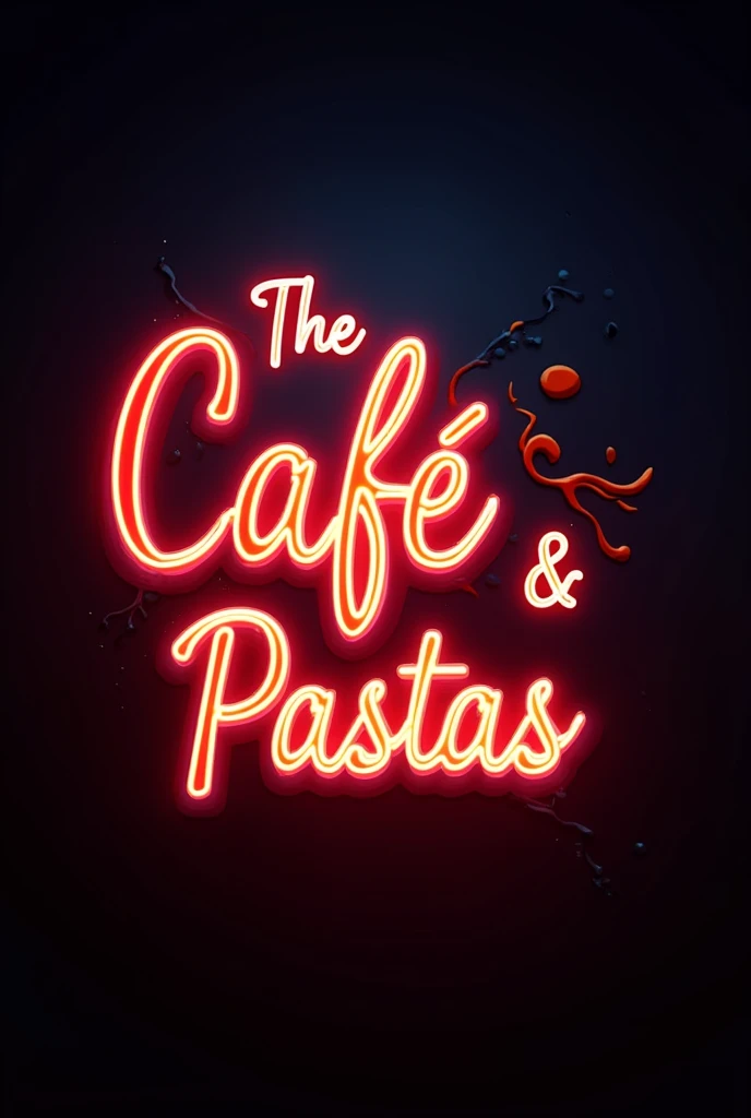 Create a logo for a written food trailer " The Café & pastas ", with neon.