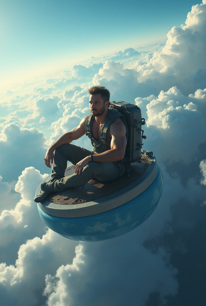 Man riding on planet earth 