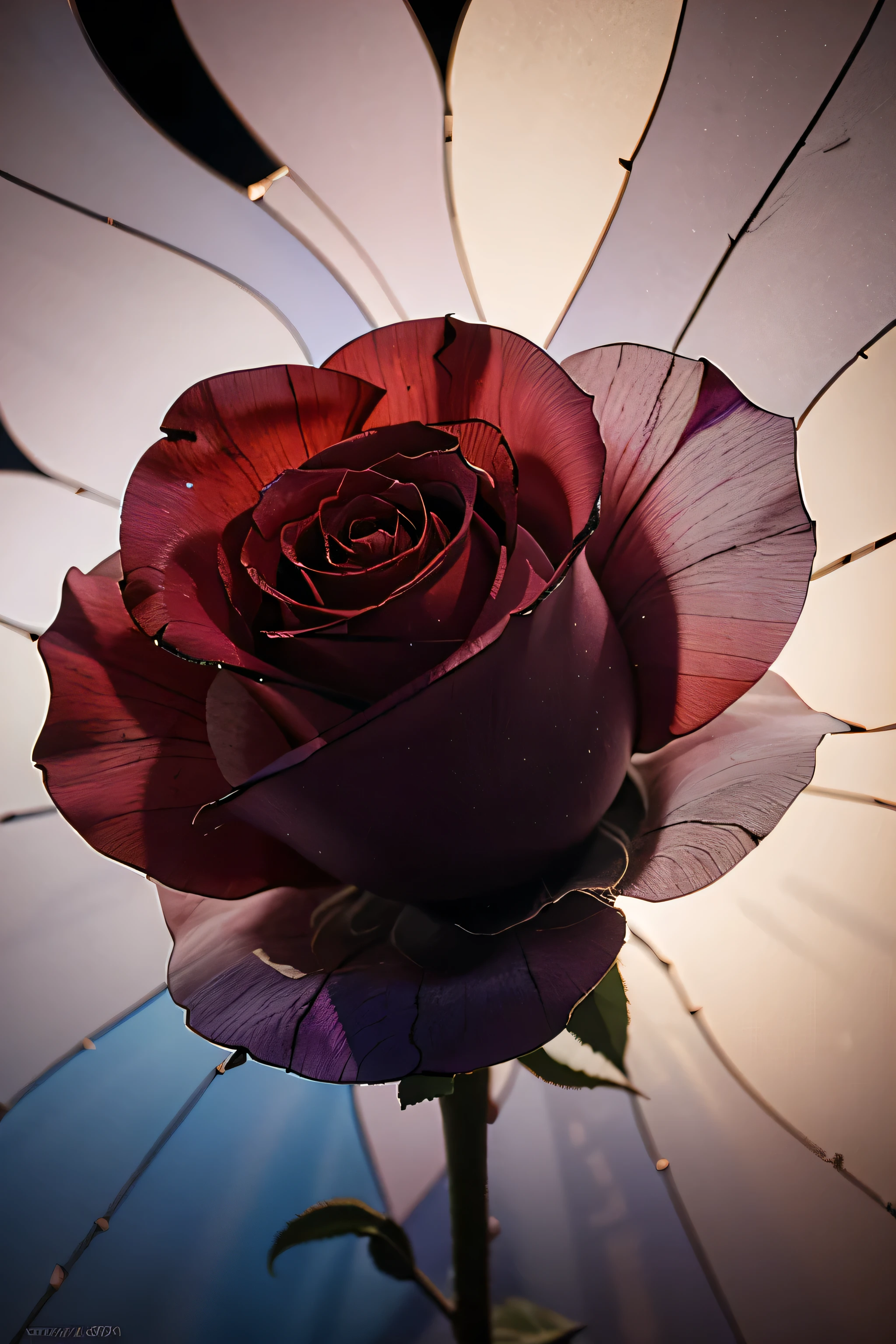 X-ray photo of a Red rose, and close-up. multicoloured, dynamic, gilted, Stained, glass, cloudy, pretty, like a dream