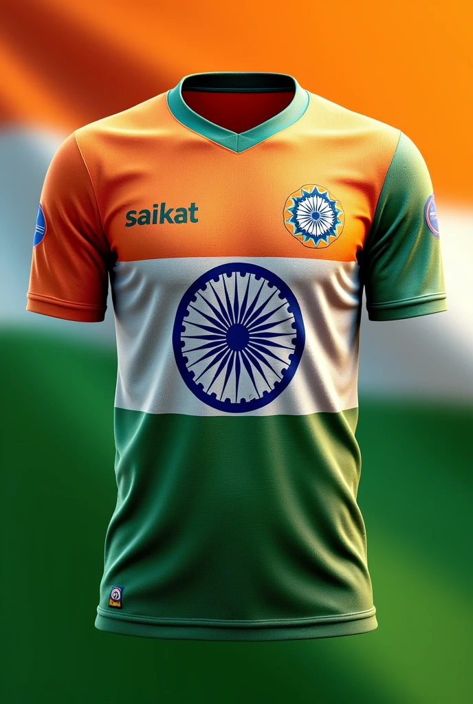 Indian flag 15th august jersey with name 'saikat'