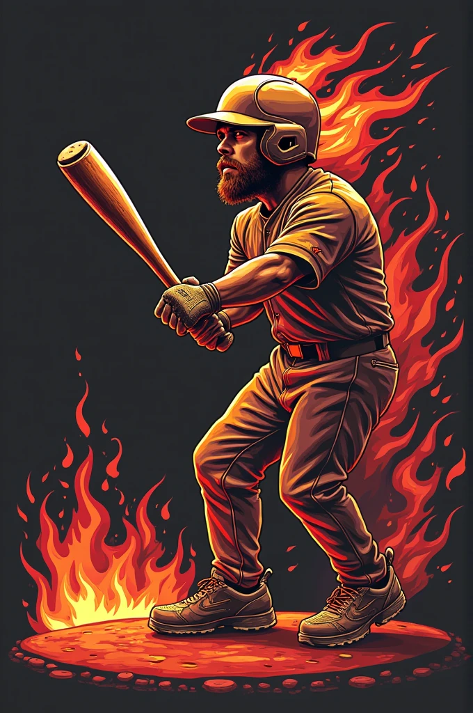 Create detailed image for a baseball team called flaming mallet acronym MCT