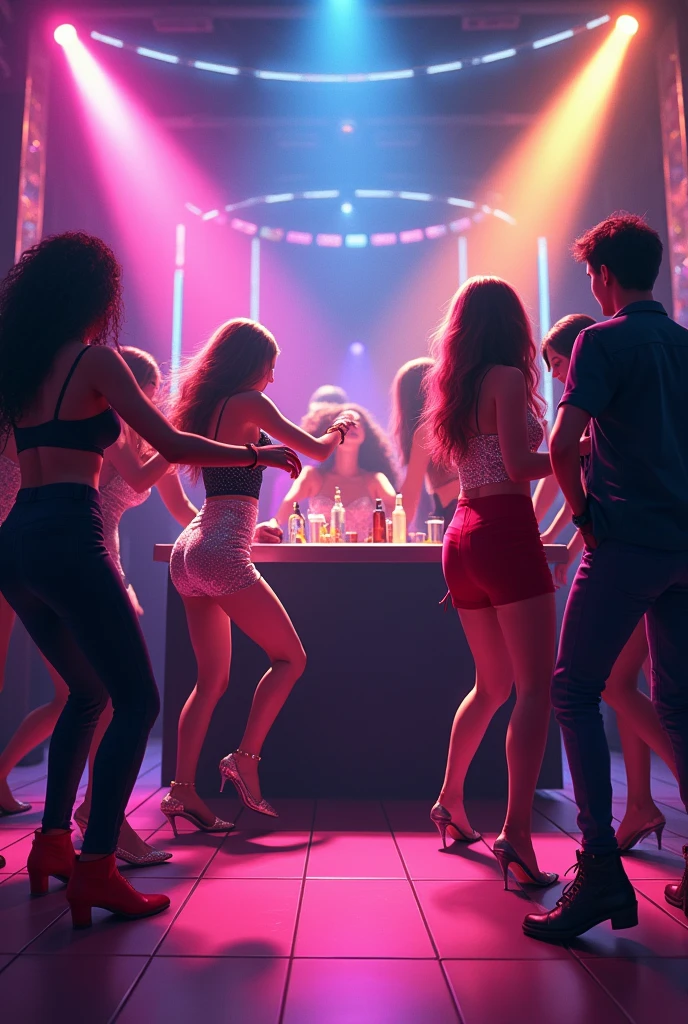 Draw a bar where everyone is naked.
A bar called Groove with a naked bartender and 10 naked girls nearby. 