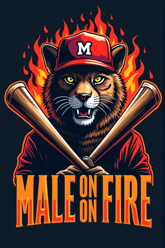 Create a detailed logo for a baseball team called Mallet on Fire with the acronym MCT written
