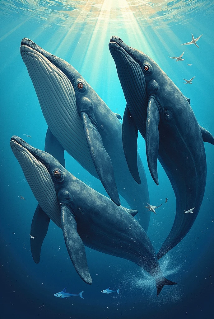 Créer un dessin de baleines avec pour slogan "save the whales, save the oceans" et le hashtag freepaulwatson